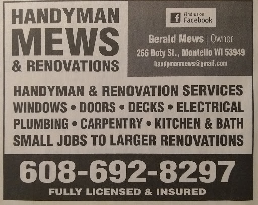 Handyman Mews and Renovations LLC in Montello, Wisconsin