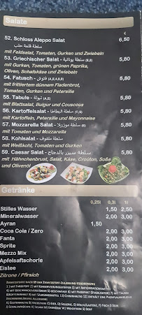 Menu / carte de Schloss Aleppo à Lörrach