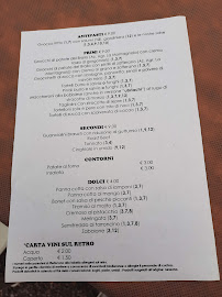 Menu du Bar - Area Ristoro  Le Vallette  à Ceci