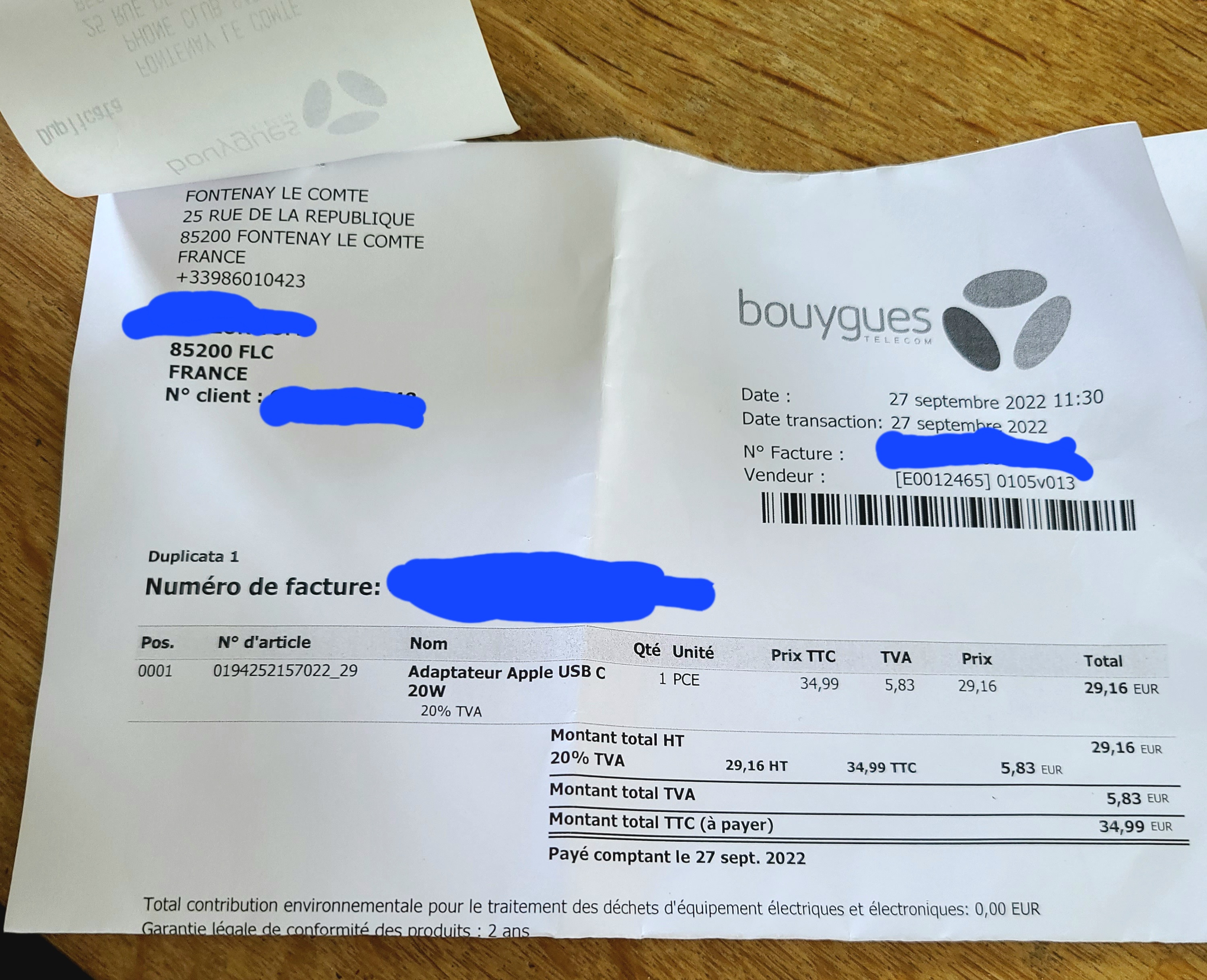 Photo n° 1 de l'avis de Tom.r fait le 27/09/2022 à 10:36