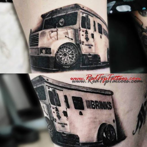 Explore halloween sleeve tattoo ideas, creative tattoo ideas in Springfield, available at Red Tip Tattoos