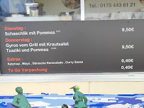 Menu du Matzens Imbiss am alten Tower à Sylt