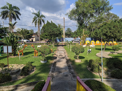 Landscaped Garden with Dinosaur Replica