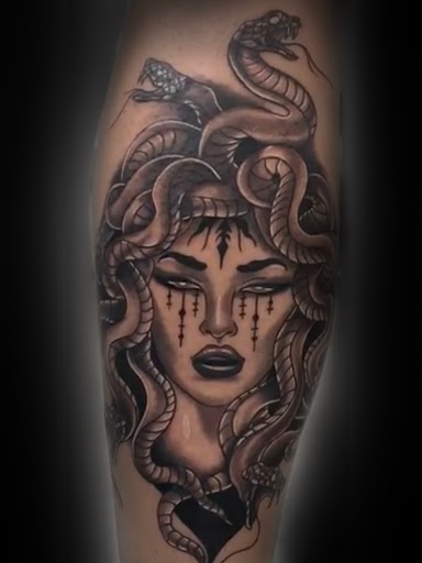 Explore skull and rose tattoo ideas, creative tattoo ideas in Modesto, available at Dying Art Tattoo