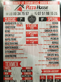 Carte du Pizza House à Nîmes