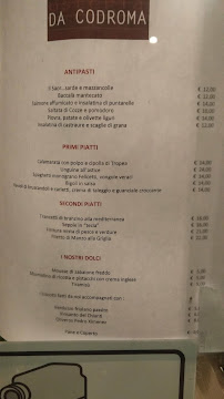 Menu / carte de Osteria Da Codroma à Venice