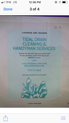 Tidal drain cleaning and handyman service