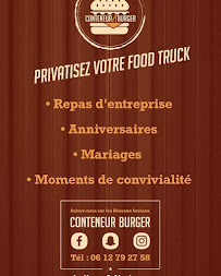 Menu / carte de Food truck Conteneur à Burger à Le Havre