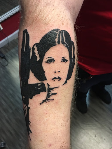 Explore leg piece tattoo ideas, creative tattoo ideas in Kansas City, available at Waldos Darkside Tattoo