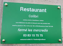 Restaurant Colibri restaurant à Nancy (le menu)