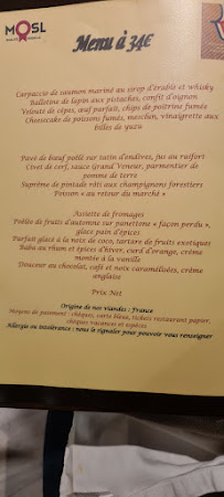 Restaurant l'Épicurien à Metz carte