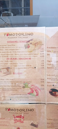 Carte du Pizzeria Italiana Pomodorino à Aljezur