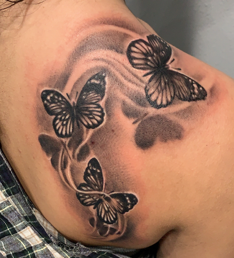 Explore crochet tattoo ideas, creative tattoo ideas in Lancaster, available at DEADMANS STUDIO