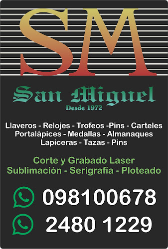 San Miguel - Llaveros - Medallas - Pins - Acrilico - Diseño Gráfico