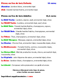 Menu du Mag'Pizza (foodtruck) à Saint-Marcet