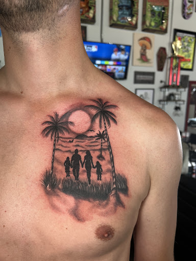 Explore background tattoo ideas sleeve, creative tattoo ideas in Kissimmee, available at Fallen Heroes Tattoo & Piercing (Florida)