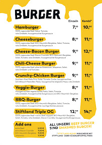 Menu du StiftlandBurger à Mitterteich