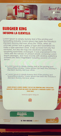 Menu du Burger King à Rome