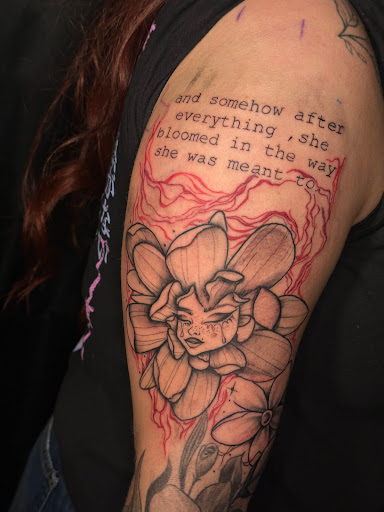 Explore women sleeve tattoo ideas, creative tattoo ideas in Toledo, available at Meraki Tattoo