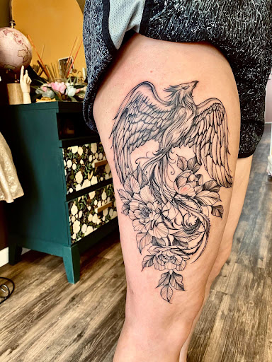 Explore tractor tattoos ideas, creative tattoo ideas in Batavia, available at The Pretty Pin-Up Tattoo Parlor