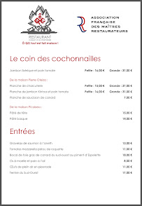 Ô QG à Bordeaux menu