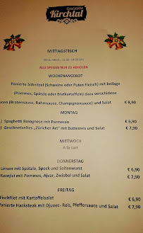 Gaststätte Kirchtal à Stuttgart menu
