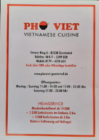 Restaurant Pho Viet à Geretsried menu
