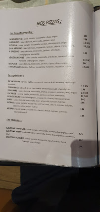 Menu du Al'Pizza au feu de bois à Doullens