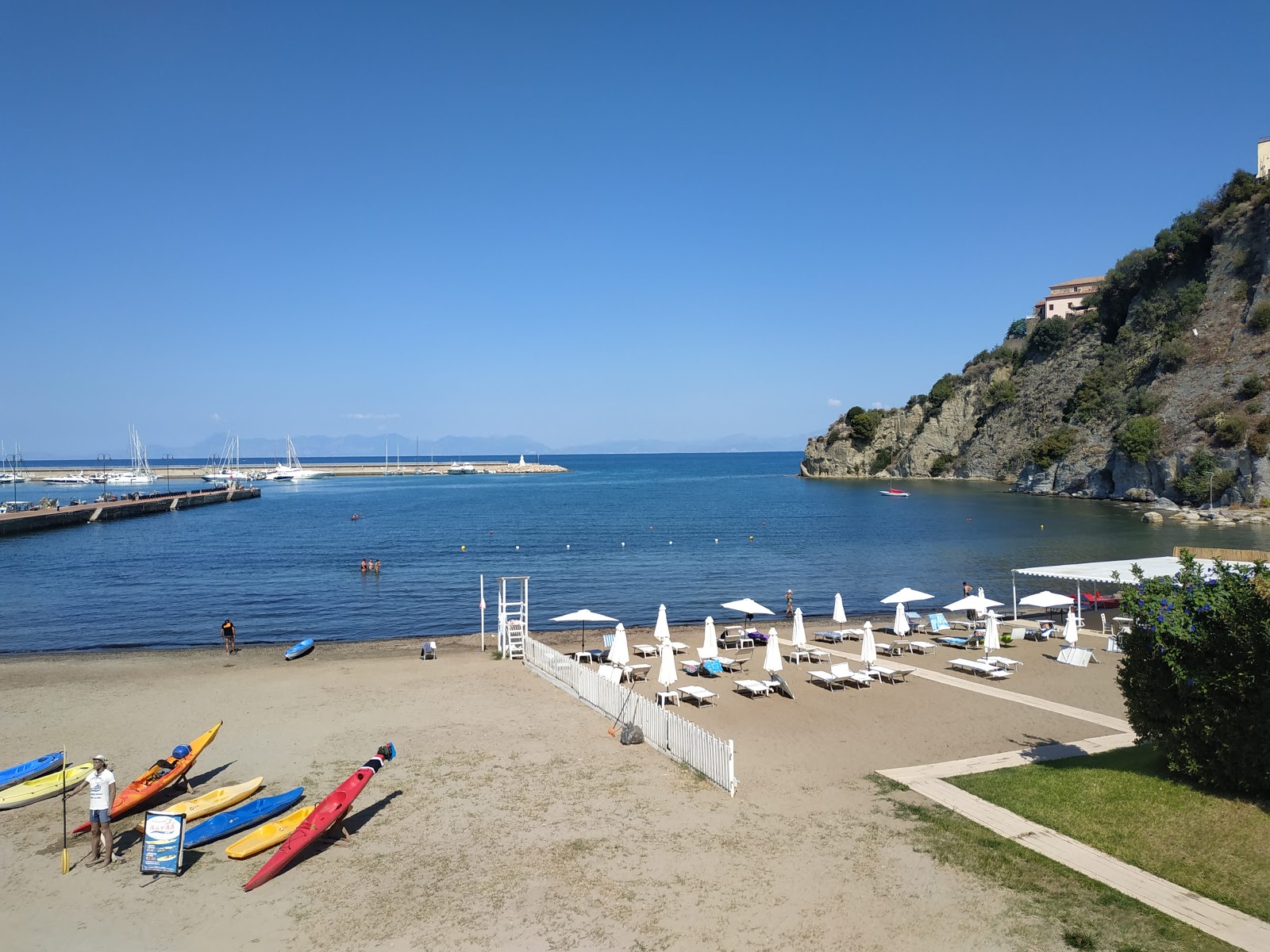Photo of Agropoli Port beach with brown sand surface