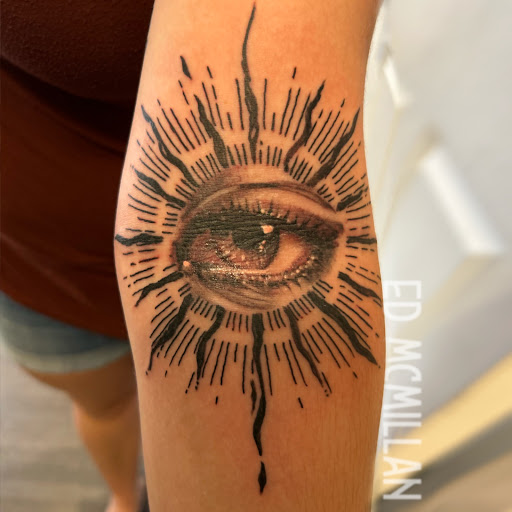 Explore tribal wolf tattoo ideas, creative tattoo ideas in Bridgeport, available at Pike Street Studios Tattoo and Body Piercing