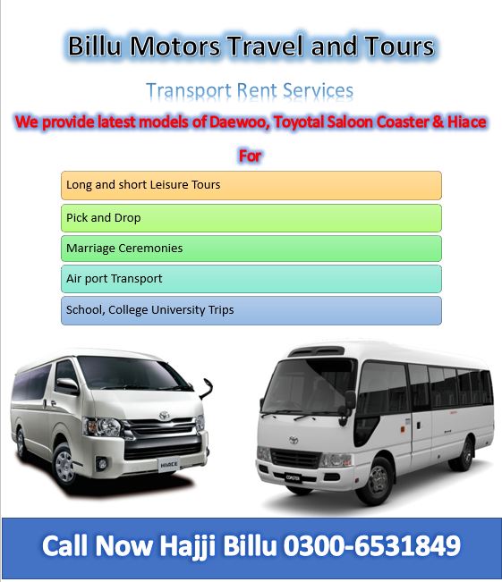 Billu Motors Travel and Tours and Rent a Bus Faisalabad