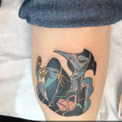 Explore knee cap tattoo ideas, creative tattoo ideas in Oregon City, available at Lucky Supreme Tattoo