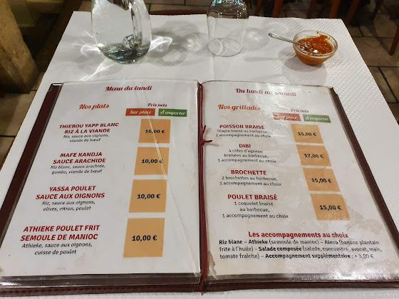 menu du restaurants Le Djoliba à Paris
