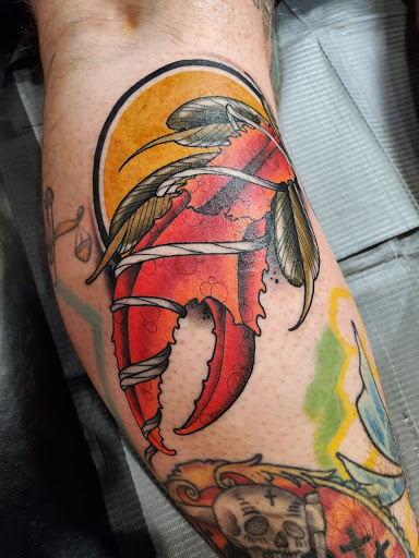 Explore upper thigh tattoo ideas, creative tattoo ideas in Orem, available at Hearts and Hands Tattoo and Piercing