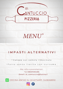 Pizzeria Al Cantuccio à Altamura (la carte)