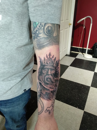 Explore half sleeve tattoo design ideas, creative tattoo ideas in Du Bois, available at Primitive Addiction Tattoo Studio