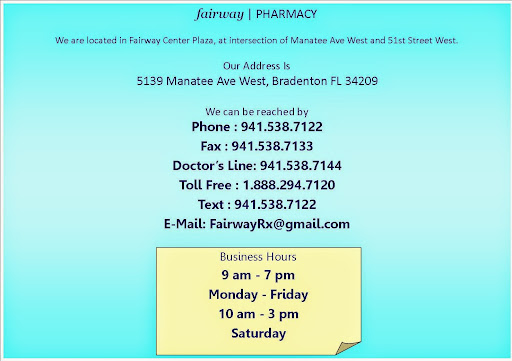 Pharmacy «Fairway Pharmacy», reviews and photos, 5139 Manatee Ave W, Bradenton, FL 34209, USA