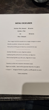 Le Concert de Cuisine à Paris menu
