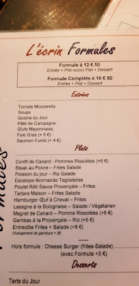 Restaurant L'Ecrin à Paris - menu / carte