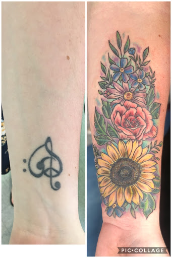 Explore bass fishing tattoo ideas, creative tattoo ideas in Goshen, available at Lady Luck Studio