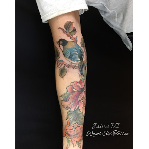 Explore guns and roses tattoo ideas, creative tattoo ideas in Placerville, available at Royal Six Tattoo
