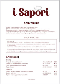 Carte du I Sapori Cucina Pizzeria Bar à Cervia