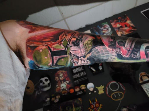 Explore full neck tattoo ideas for men, creative tattoo ideas in Columbia, available at Black Widow Tattoo