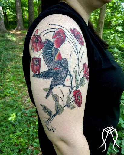 Explore swallow tattoo ideas, creative tattoo ideas in Scipio Center, available at Ace of Wands Private Tattoo & Tarot Studio . Appointment Only