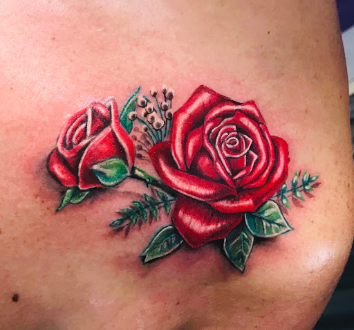 Explore waterfall tattoo ideas, creative tattoo ideas in Jasper, available at The Mad Tatter