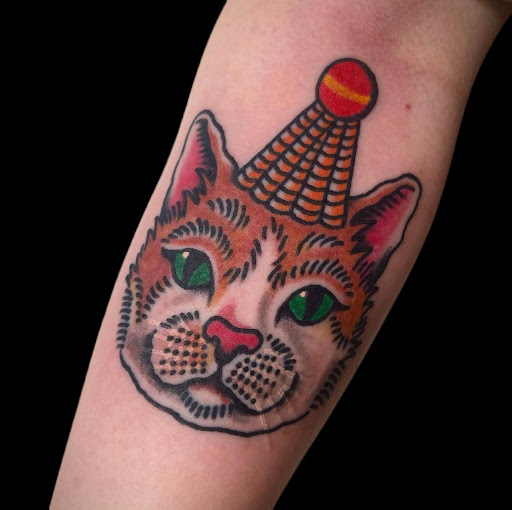 Explore gas mask tattoo ideas, creative tattoo ideas in Johnson City, available at Gold Cross Tattoo Co.