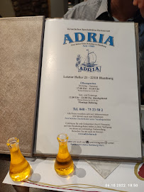 Menu / carte de Restaurant Adria à Hamburg