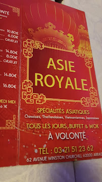Restaurant chinois Asie Royal à Arras (le menu)