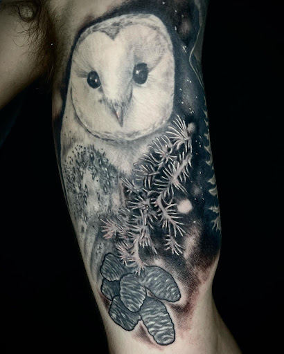 Explore orchid tattoo ideas, creative tattoo ideas in Lakeview, available at Backwoods Tattoo Studio