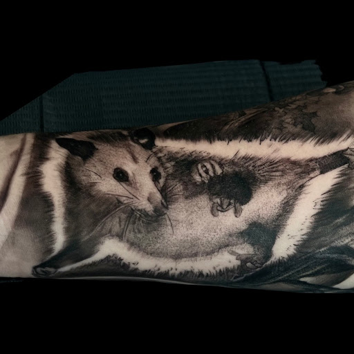 Explore black and grey tattoo filler ideas, creative tattoo ideas in Charlotte, available at Canvas Tattoo & Art Gallery